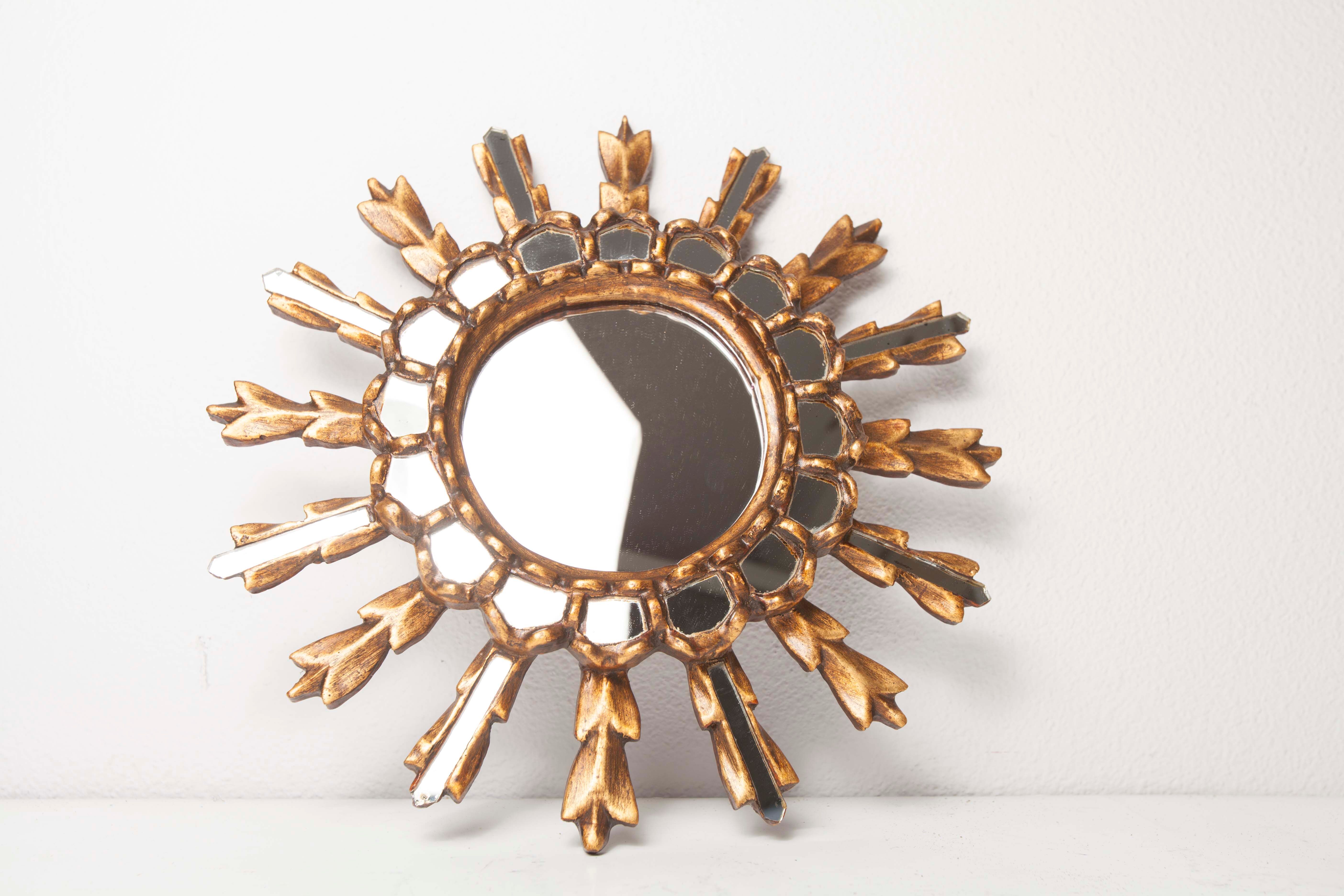 Mirror wood golden sun 50 -  32x32cm