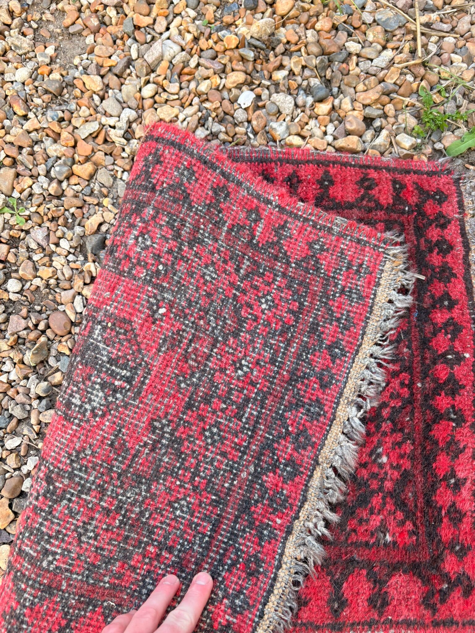 Pair of Antique Balouch Rugs 54x44 Hand-Knotted Wool Cushion Boho Vintage