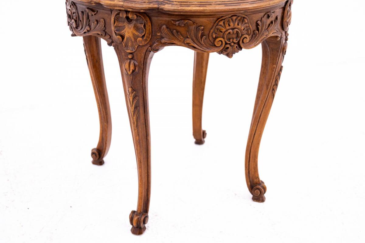 Table with a marble top, France, circa 1870.