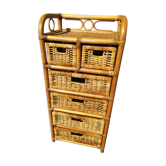 Chest of Drawers 6 Rattan Drawer - Vintage