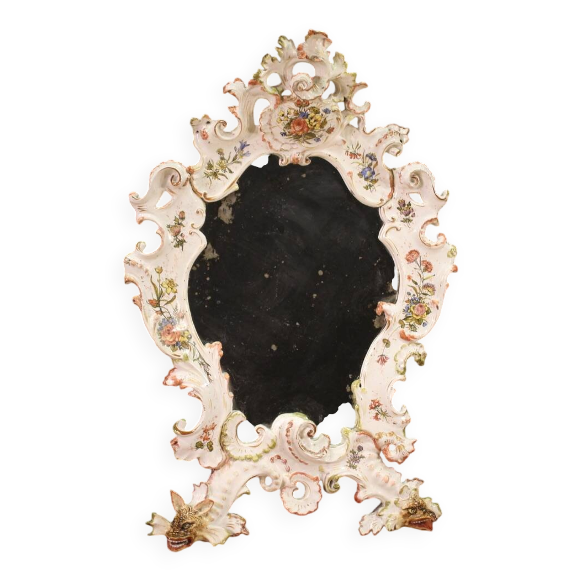 Grand miroir en céramique du XXe siècle