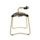 Contemporary Bar Stool with Backrest in Aged Brass Metal and Organic Black Leather