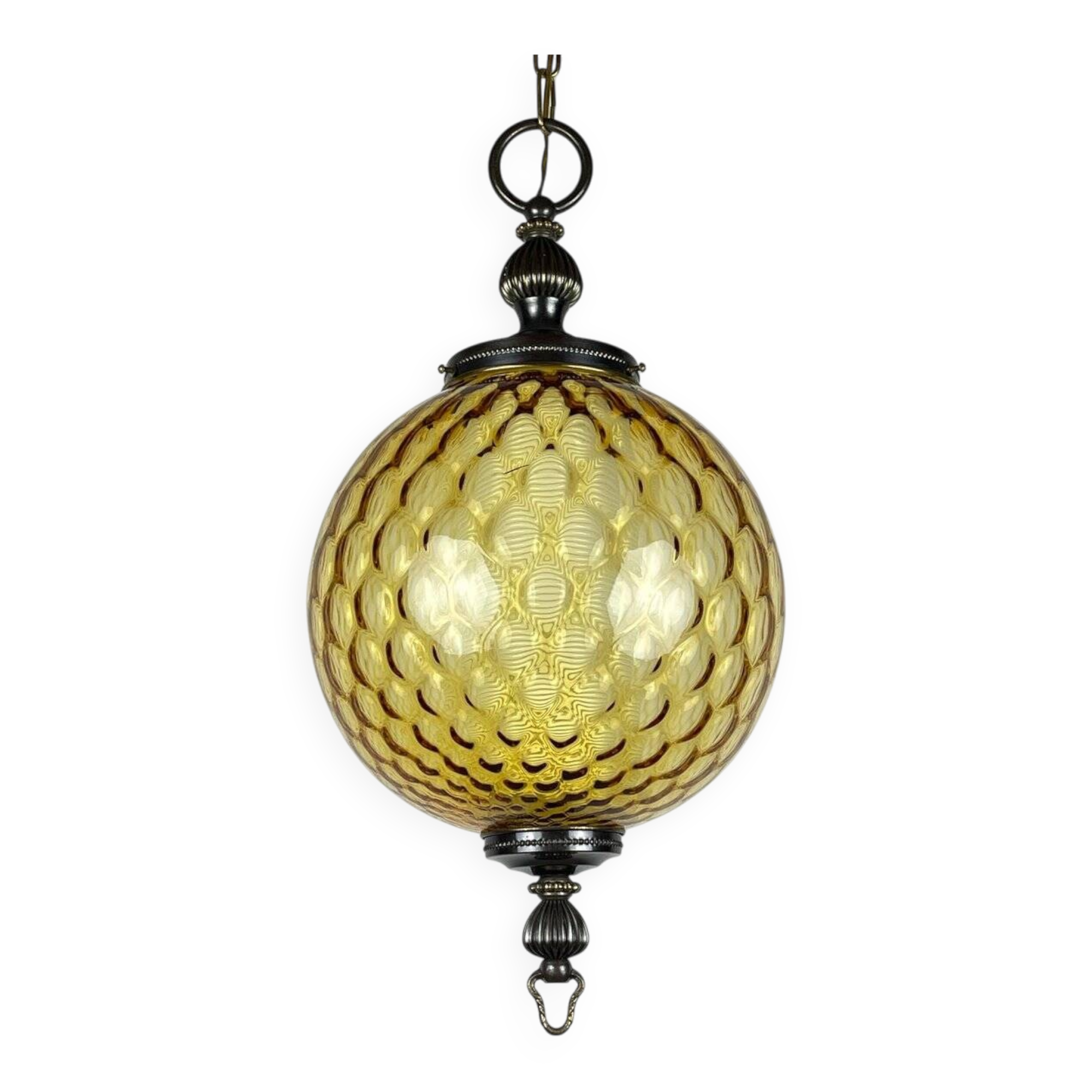Vintage yellow Murano sphere pendant lamp, Italy, 1970s.