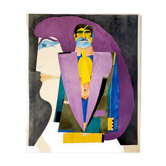 Richard Lindner, 1969, lithographie originale signée par l’artiste et numérotée : Couple