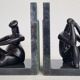 Pair of bookends the thinker and the seated lady, 15 cm