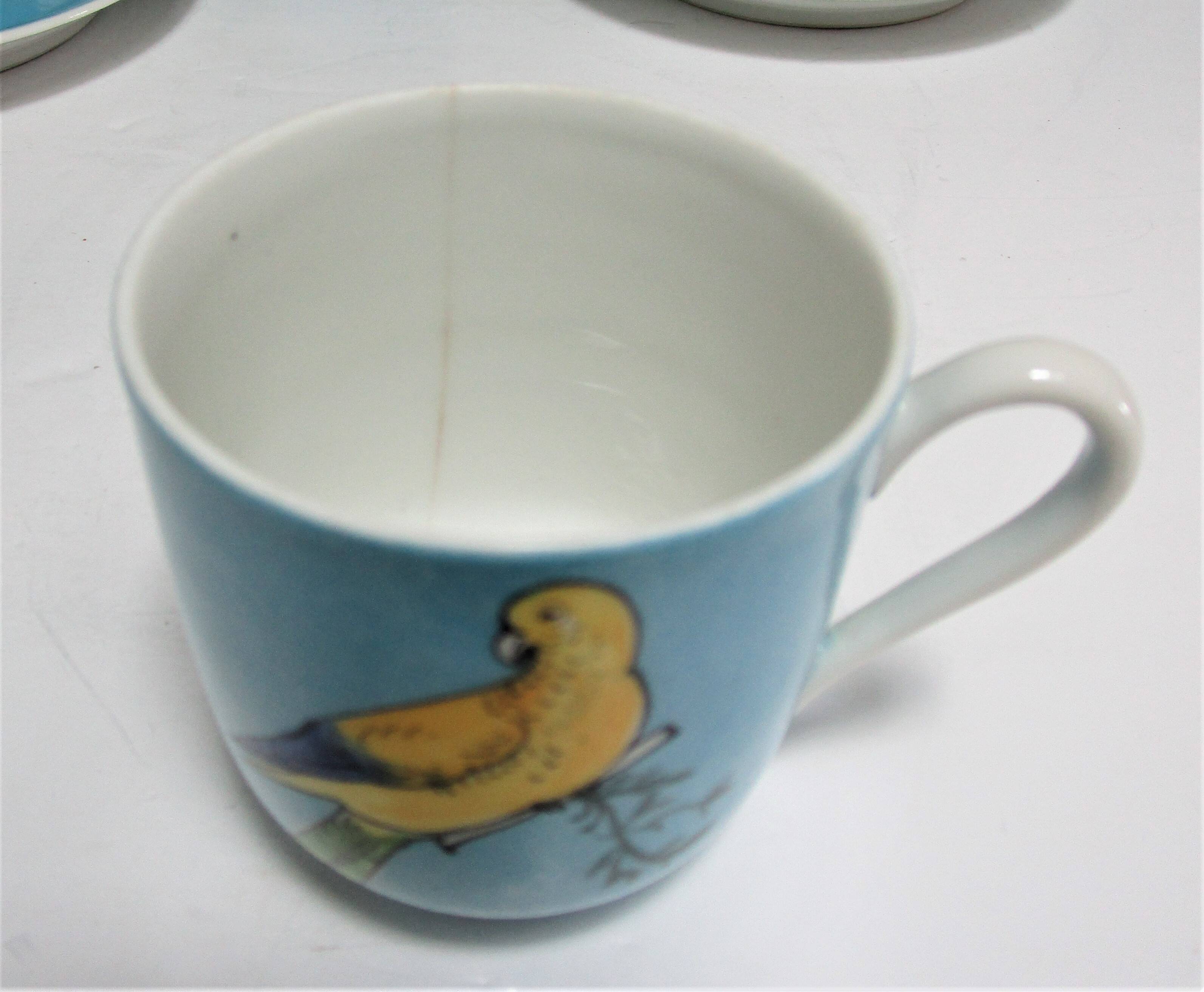 Limoges porcelain parakeet decor coffee service