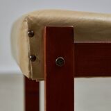 Angular, Teak Wood and Leather Chair with Copper Details, 1970s