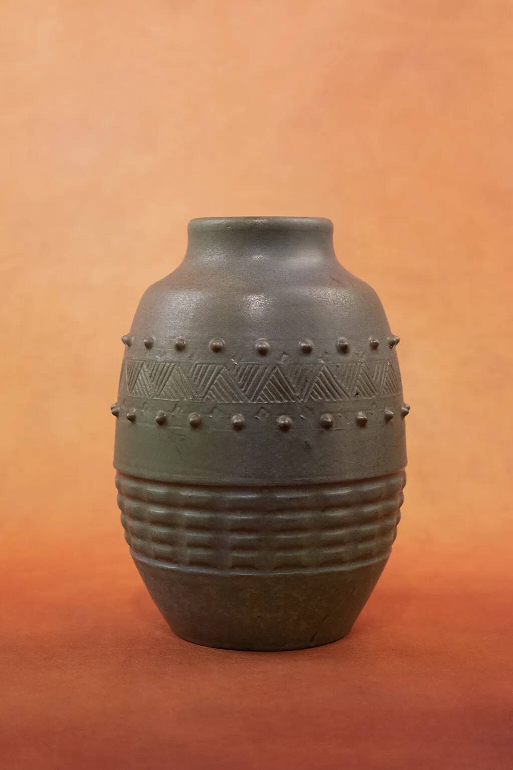 Art Deco vase by Charles Greber in brown-green glazed stoneware - 1920 - 25 cm