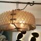 Patinated brass lurstre, and Murano glass