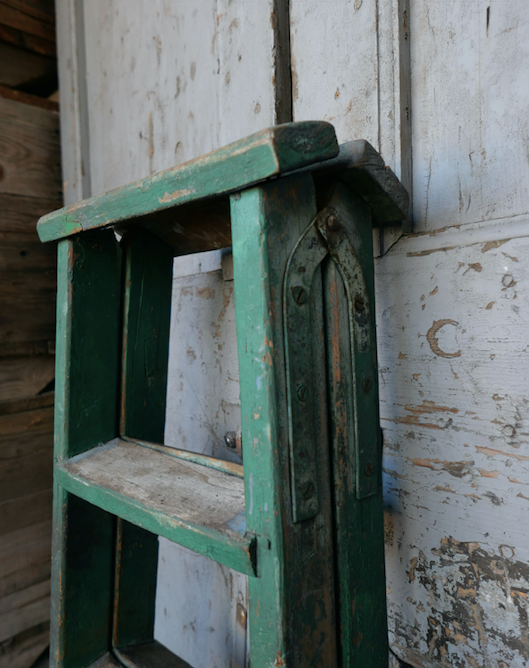 Wooden workshop folding stepladder