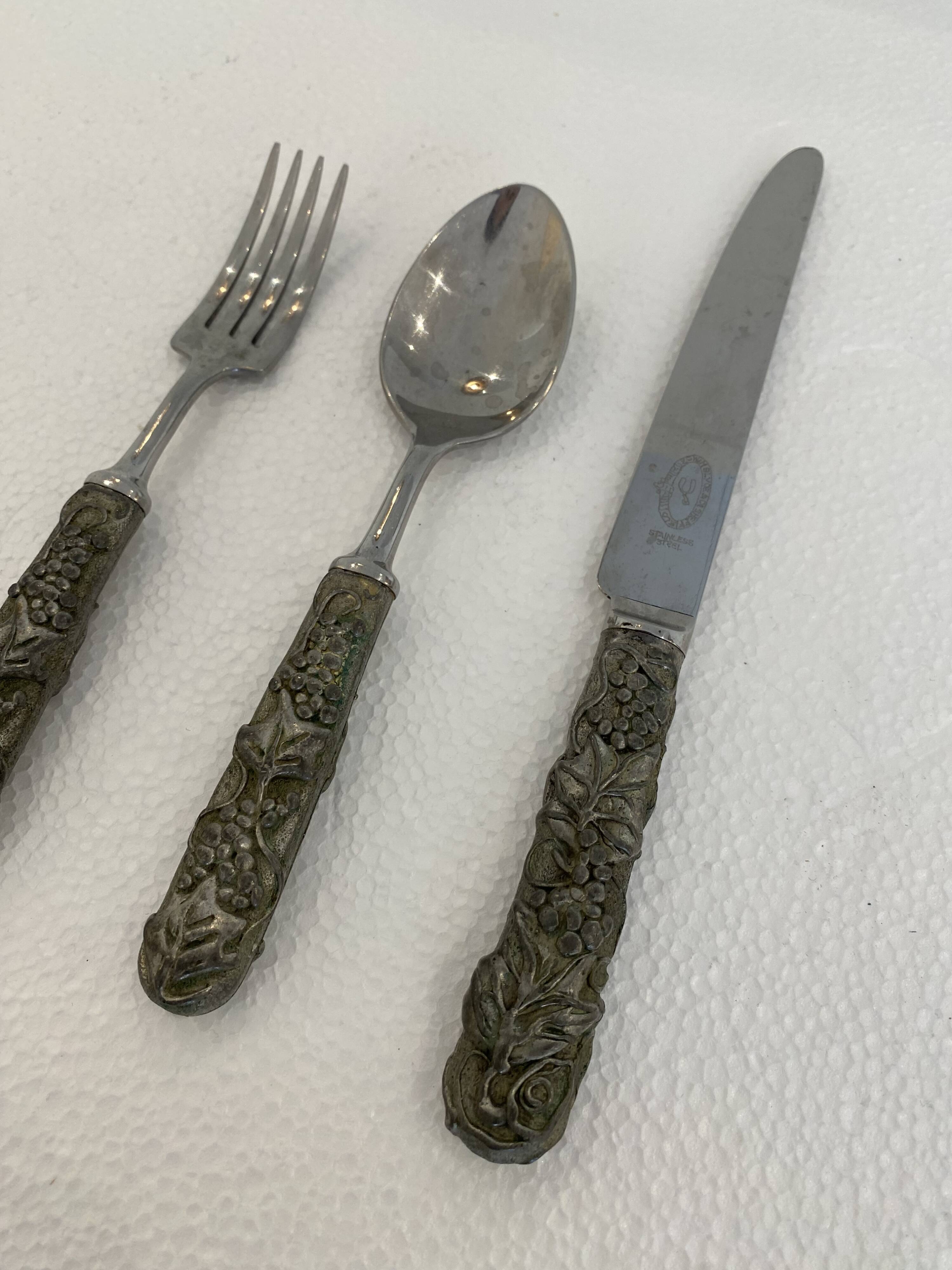 Stainless Steel Set of Knife Fork and Spoon Edwin Blyde & Co, 1950s