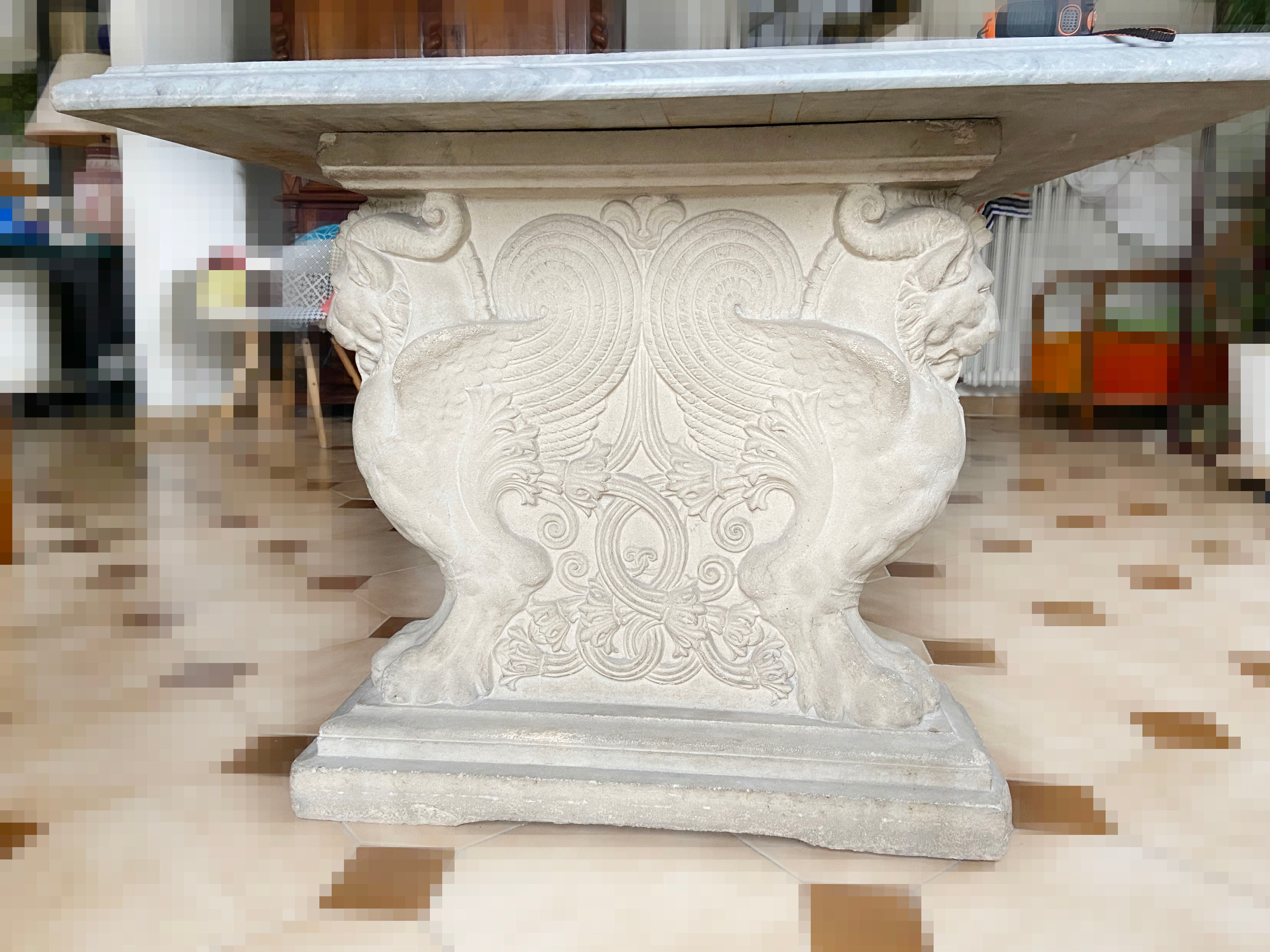 Jean-Charles Moreux style marble and stone table