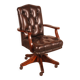 Office chair known as a director's chair in wood and tufted leather.