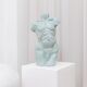 Studio ceramic torso statue - light blue ceramic clay figure - Mid-Century design