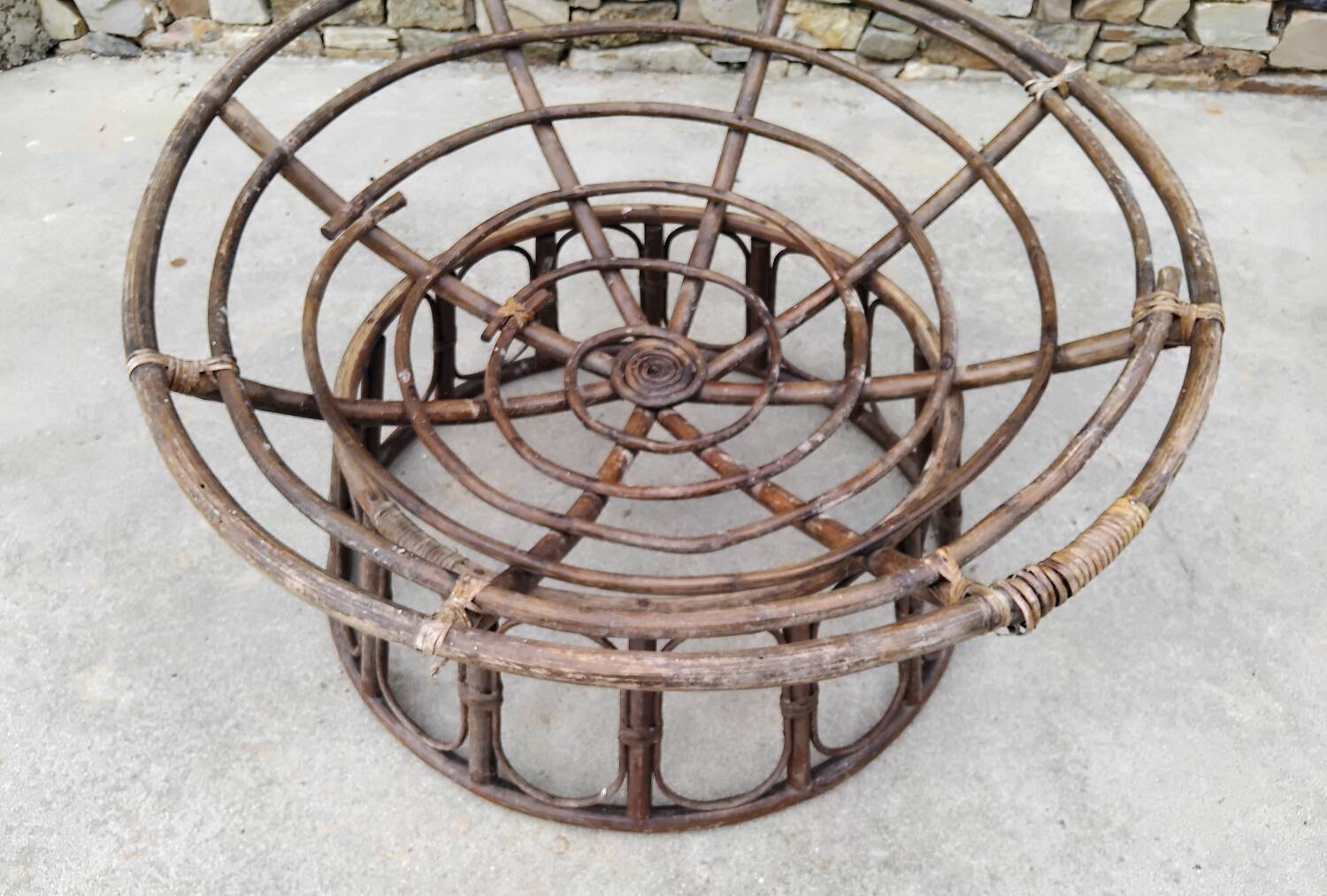 Set of 3 Vintage Rattan Half-Spherical Armchairs