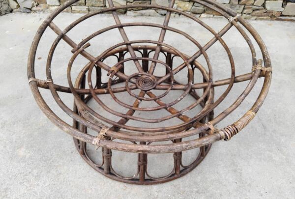Lot de 3 Fauteuils demi  sphère en Rotin  Vintage