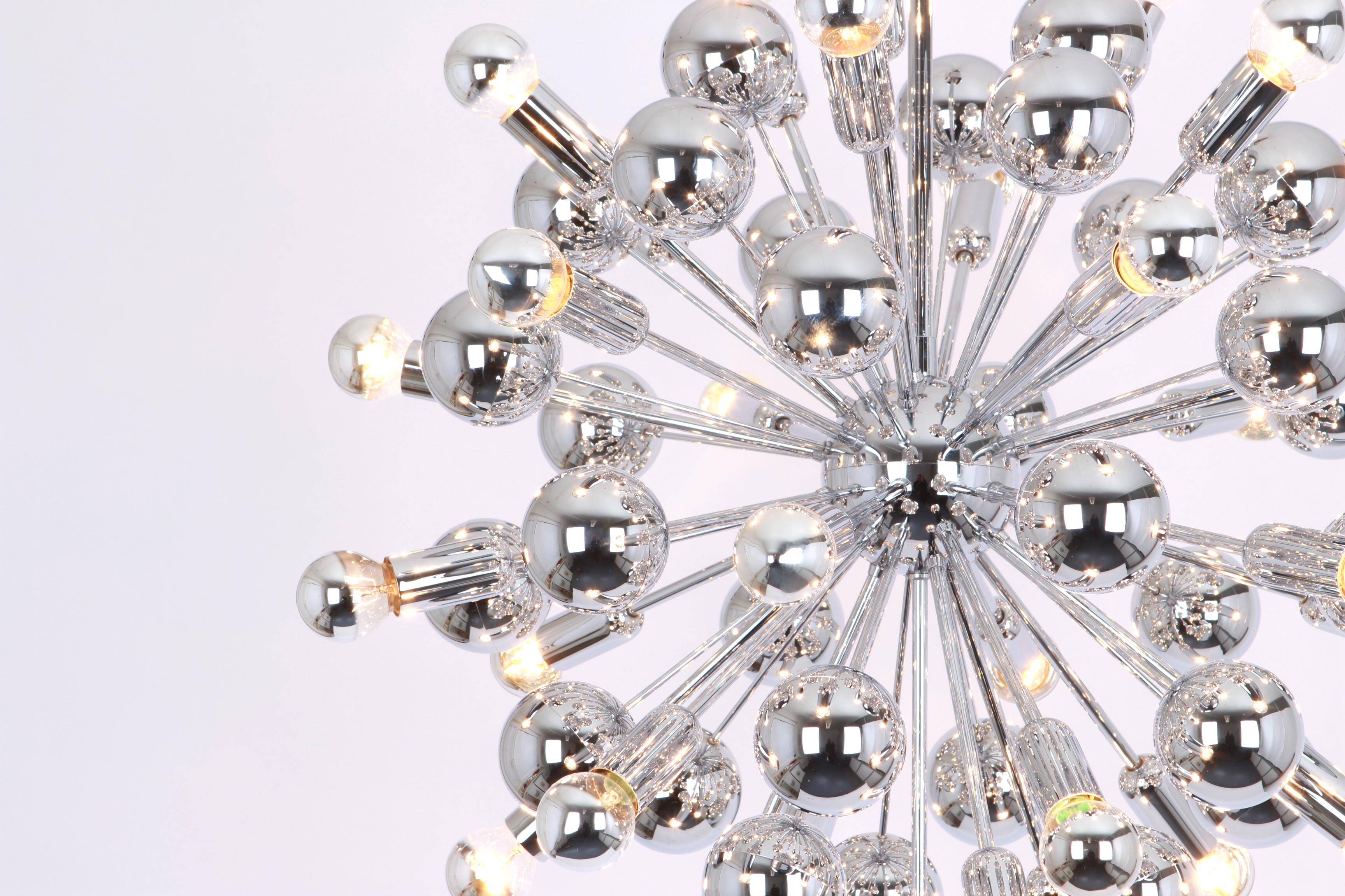 Grand Sputnik chrome chandelier in space style by Cosack, Germany, 1970s.