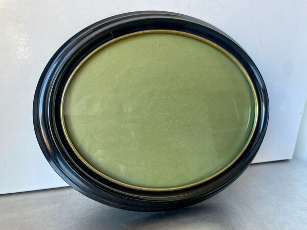 Cadre ovale bakélite noir vintage 29 cm x 23 cm