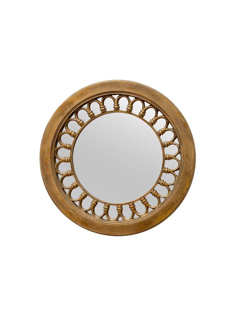 Round golden mirror