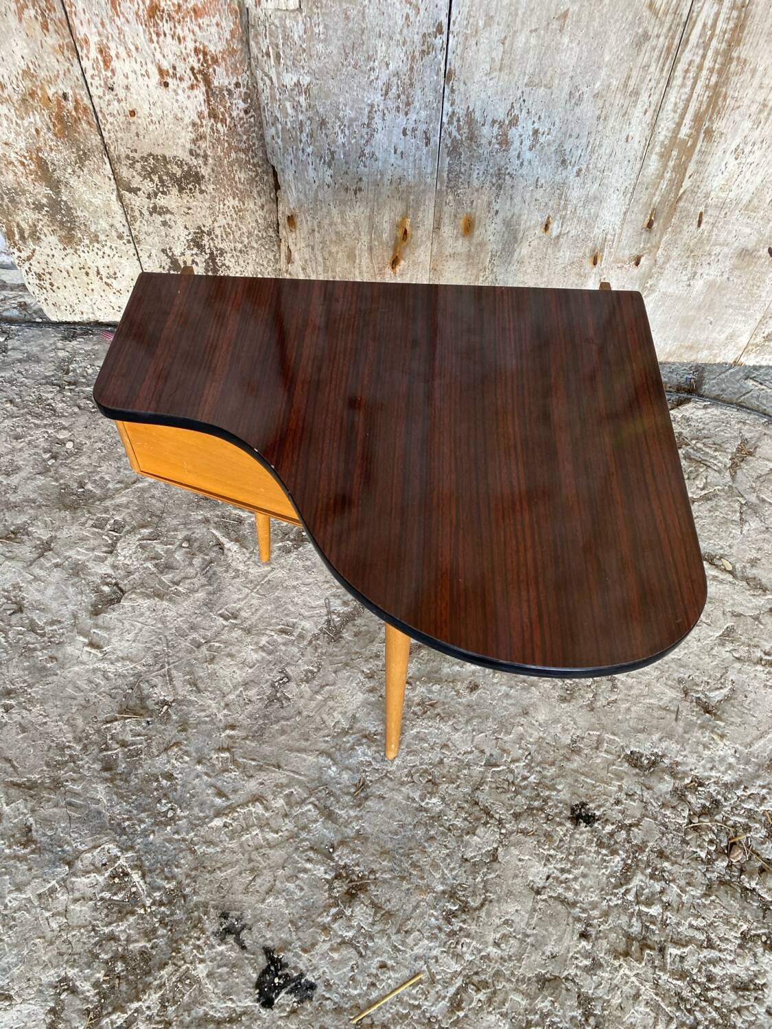 Piano a child's old wood + formica compass legs 1960s vintage