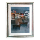 Oil painting on canvas of the sea by Lido Bettarini