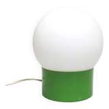 Lampe boule sur pied cylindrique vert années 70