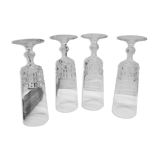 Set 4 champagne flutes diamond tips