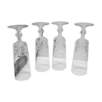 Set 4 champagne flutes diamond tips