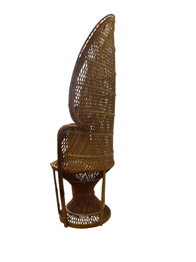 Emmanuelle Vintage Wicker Peacock Lounge Chair