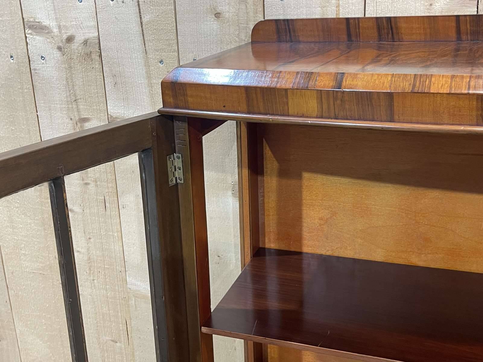 English Chippendale walnut display cabinet from the 1930s