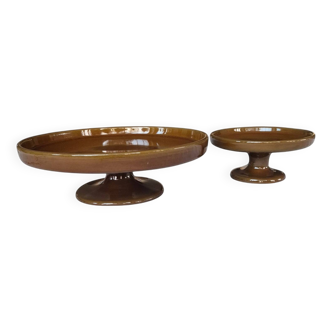 Jacques (1926-2008) and dani ruelland (1933-2010), pair of enamelled ceramic cups on pedestal