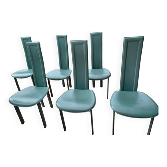 Lot de 6 chaises cuir Elena B  vert