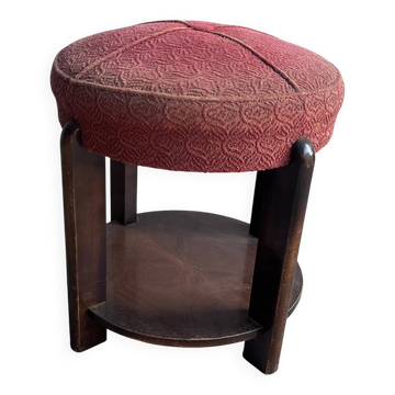 Tabouret Art déco tapissé avec tablette inférieure, France, vers 1930