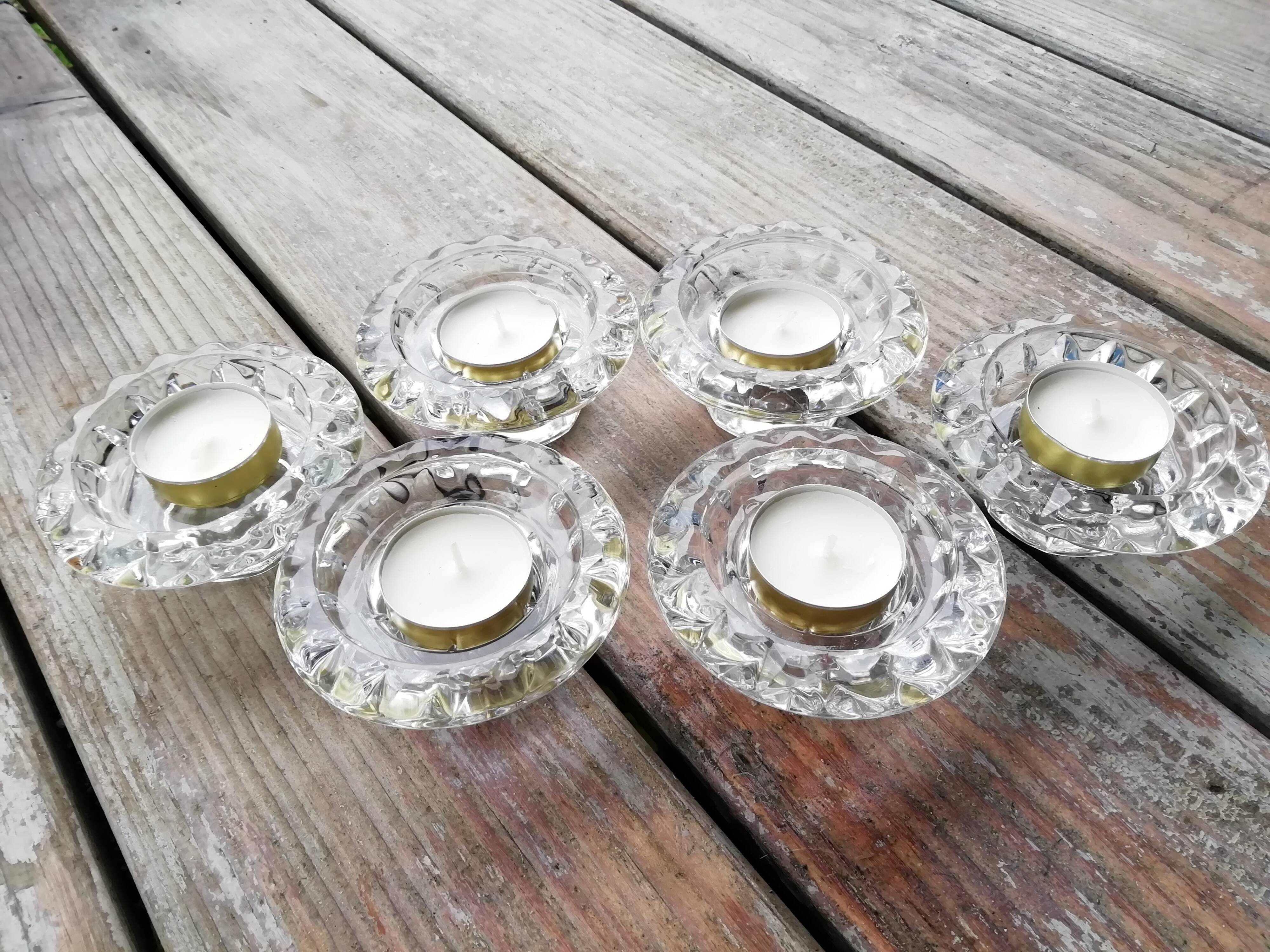 Set of glass candle holders