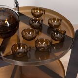 Chariot et ensemble de verres et de mugs vintage des années 70 design par l.massoni pour guzzini