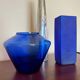 Vase verre bullé bleu de cobalt Art Déco