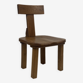 Brutalist oak low chair or children's chair, Dutch 1970s