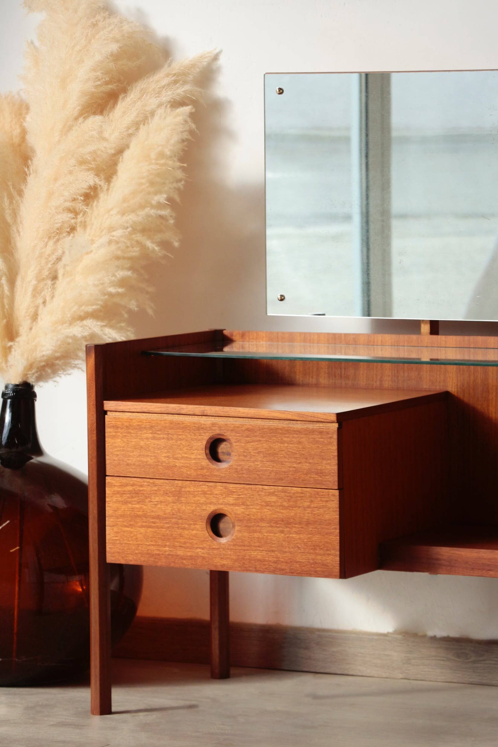 Wrighton Teak Dressing Table - Vintage 1960s - Hexagonal Base