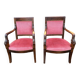 Pair of Empire armchairs, Consulate, walnut and velvet, 19th century.