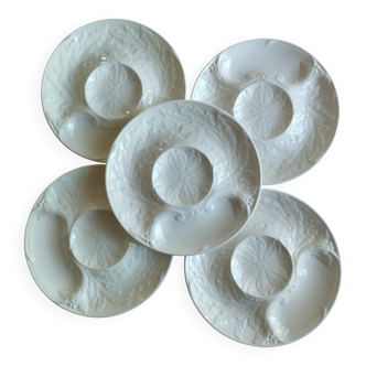 Gien - set of white earthenware barbotine artichoke plates ø 23.5 cm