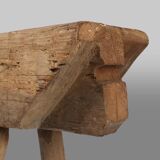 Rustic Tree Trunk Bench, France 1850s
