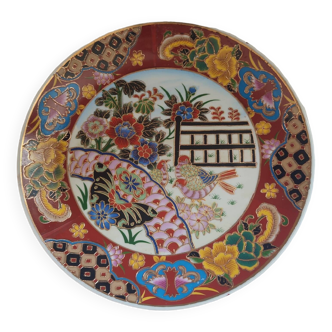 Decorative plate with Asian inspiration, floral decoration, in cloisonné enamels