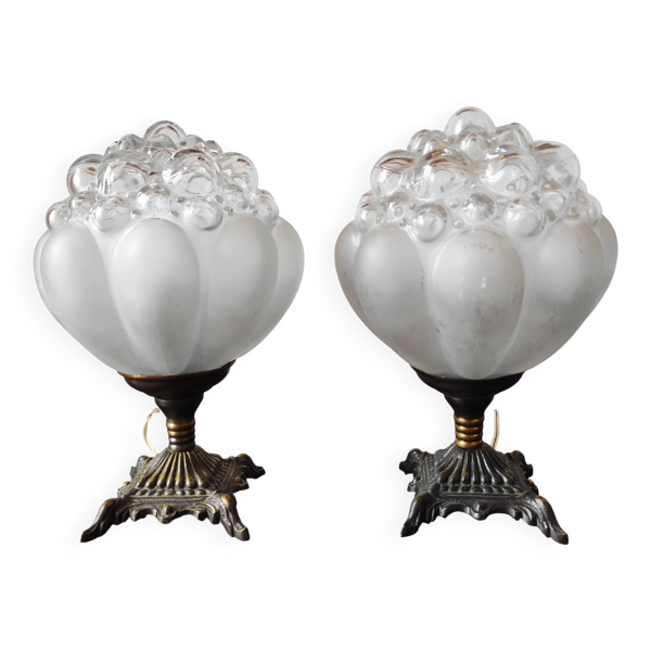 Paire de lampes ancienne globes bubble