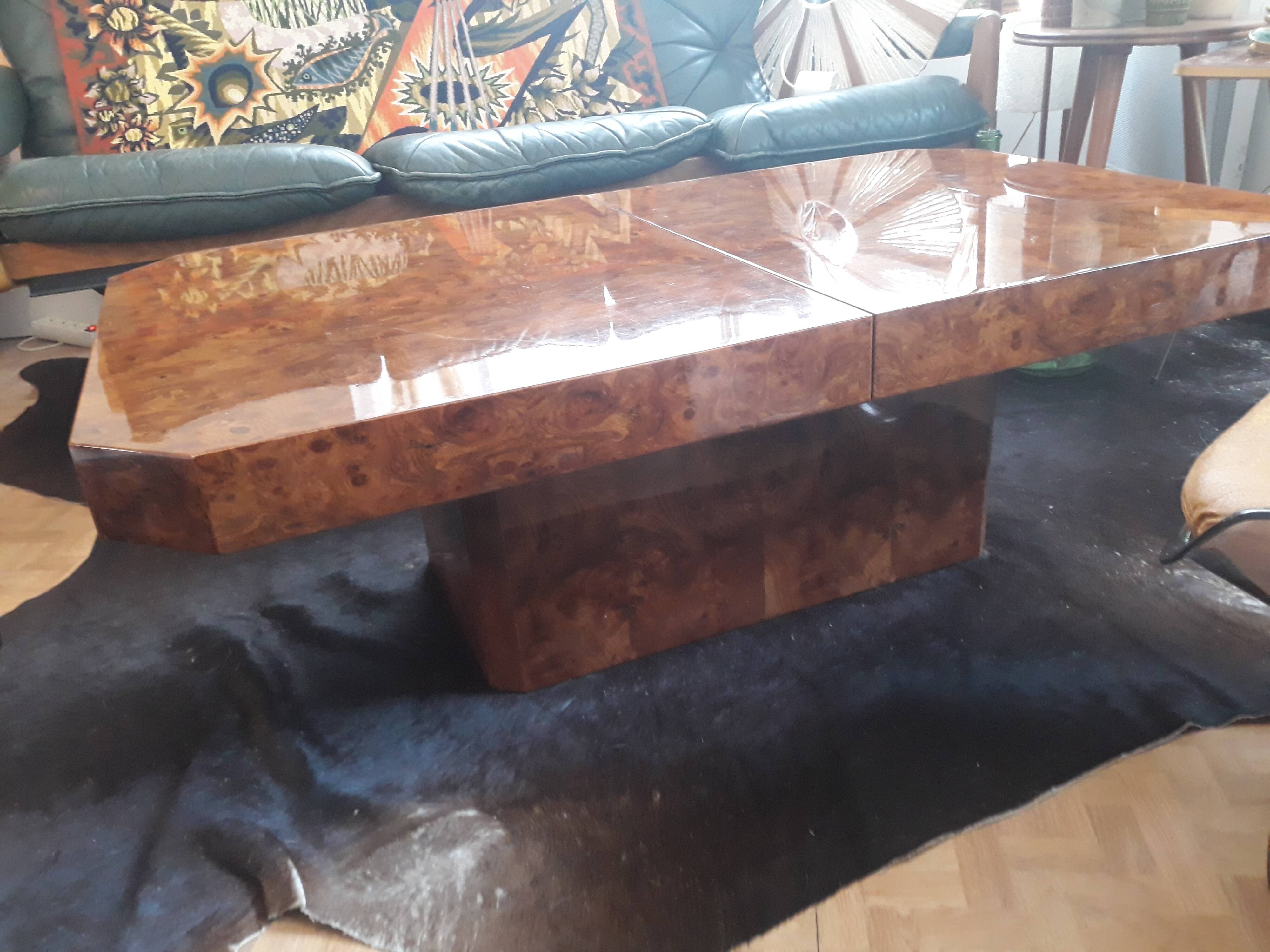 Coffee table with integrated bar in walnut magnifier of Mario Sabot