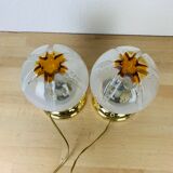 Pair of Mazzega Murano Hollywood Regency gold lamps