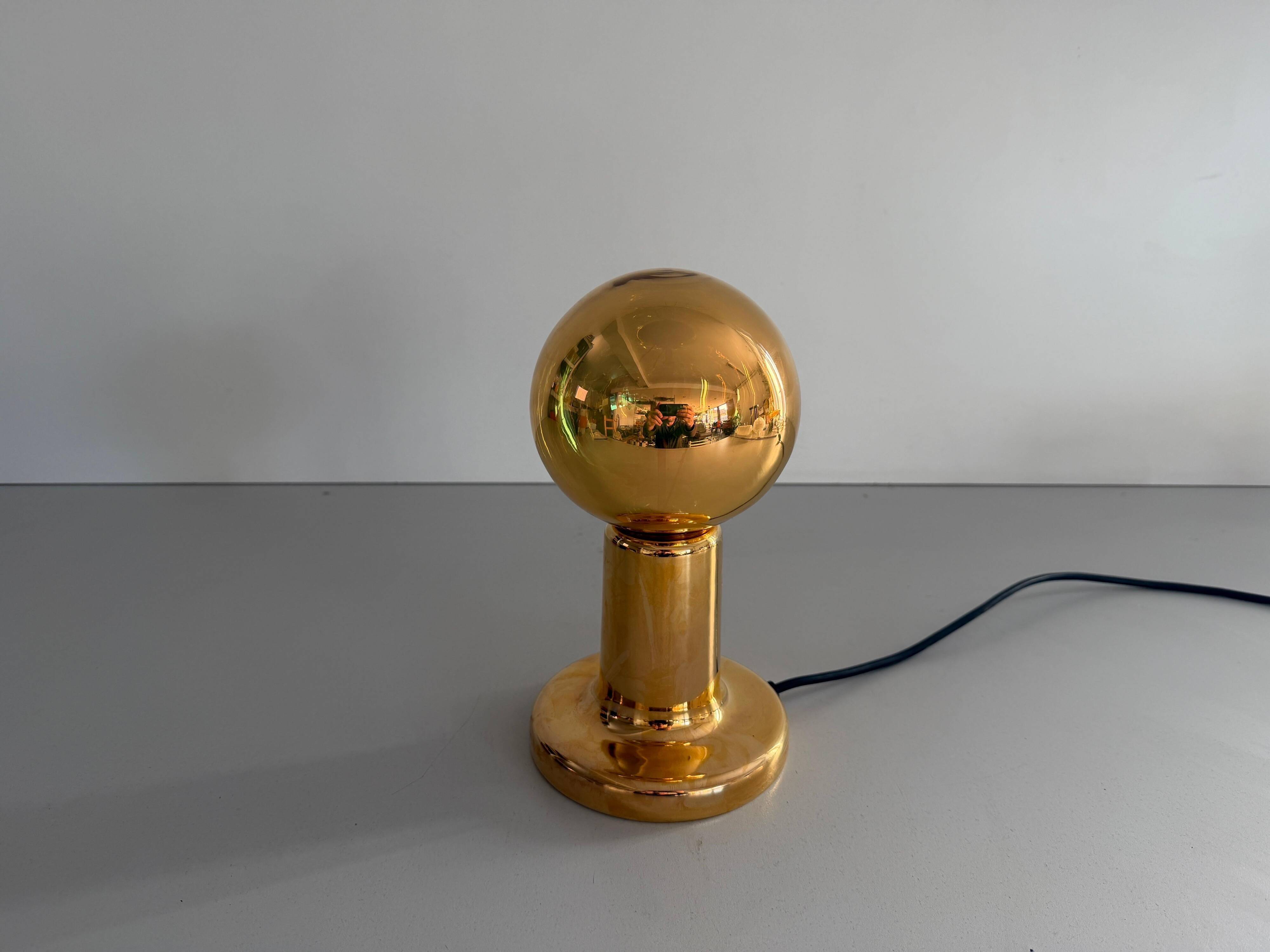 Simple table lamp in gilded porcelain by Philips NTD, 1960s, Germany.