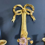 Pair of nineteenth century sconces in bronze and porcelain