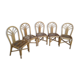 Ensemble de quatre chaises en rotin