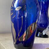 Trio of cobalt blue Art Deco vases