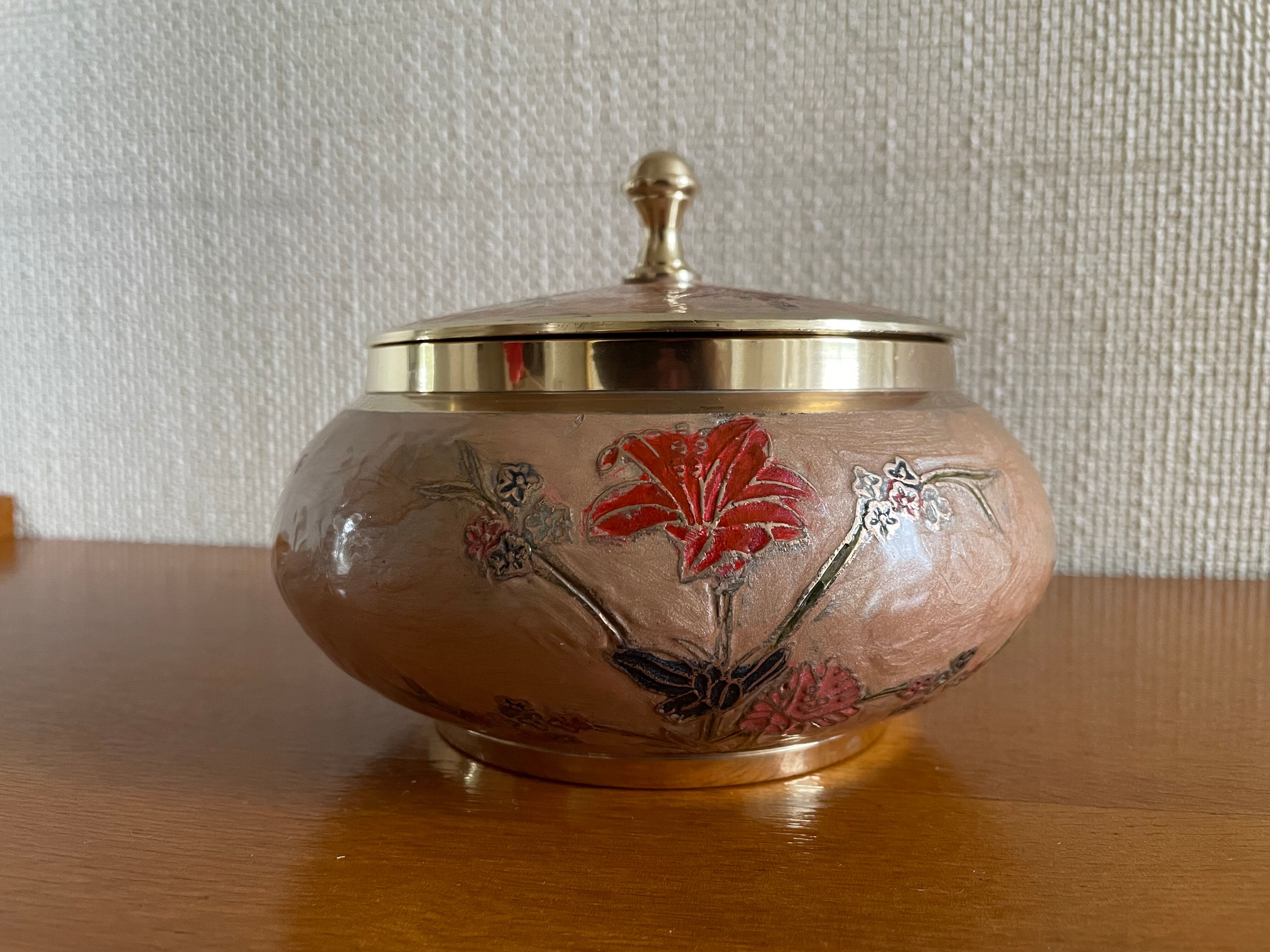 Cloisonné enamel candy box 70s